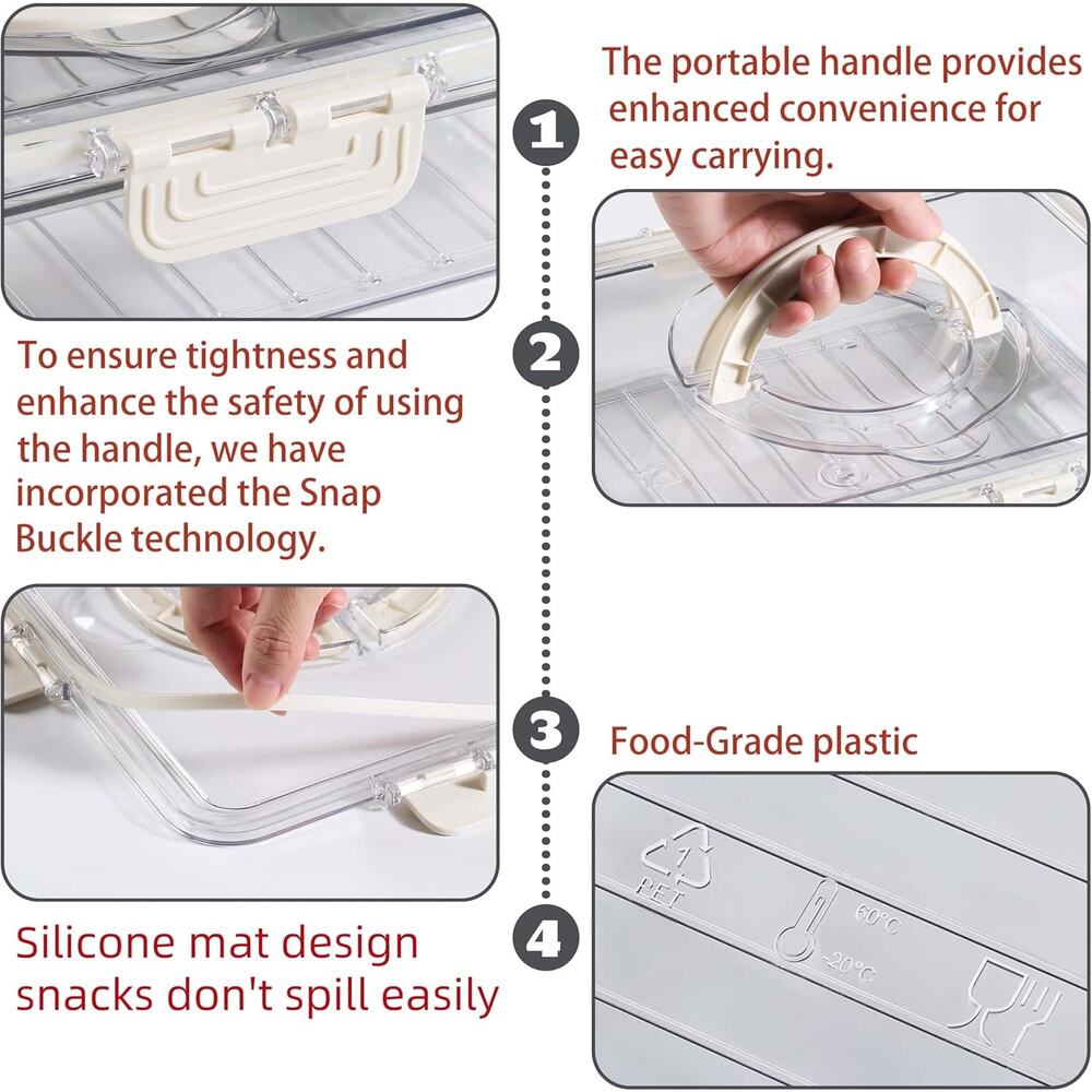 Snackle Box Container 8-Compartment Food Storage Tray with Lid & Handle Organize - Picture 4 of 10